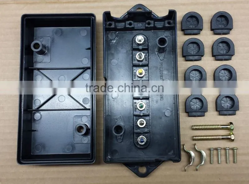 S10032 JB-7 Trailer Wiring Electrical Junction Box 7-pole Terminal Weatherproof Black Poly