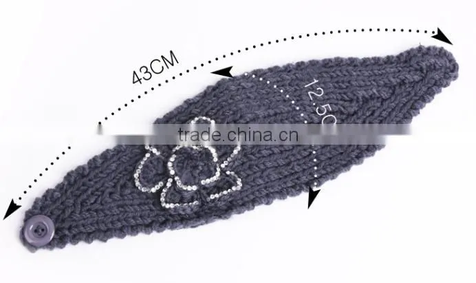 STOCK Wholesale Crystal crochet head wraps crochet flower knit headwrap