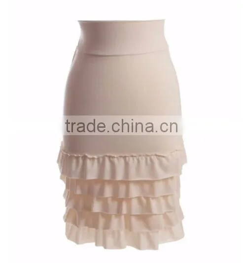 Cheap Custom New Style Fashion Design Cream Ruffle Tiered Polyester Extender For Women Ladies Skirt
