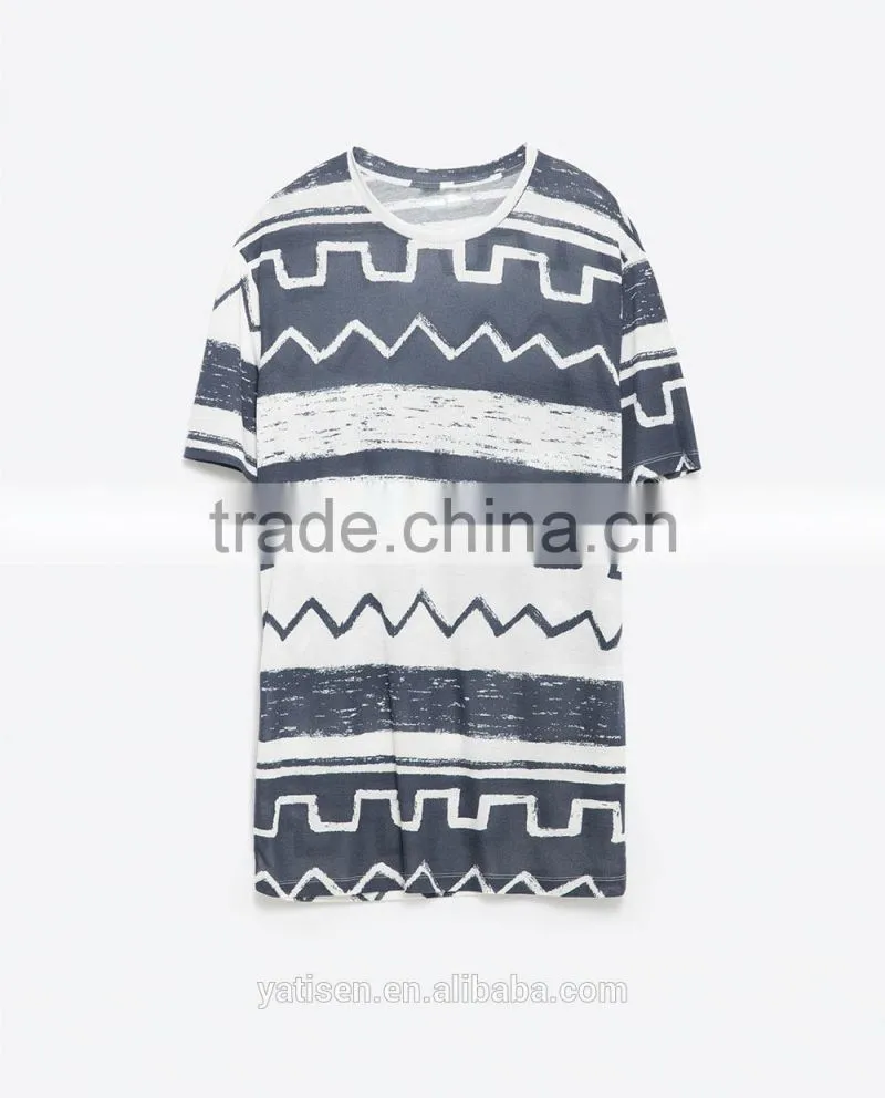 Geometric print T-shirt with Short sleeves and Round neck low MOQ o-neck cotton t- shirt for men printing t shirt