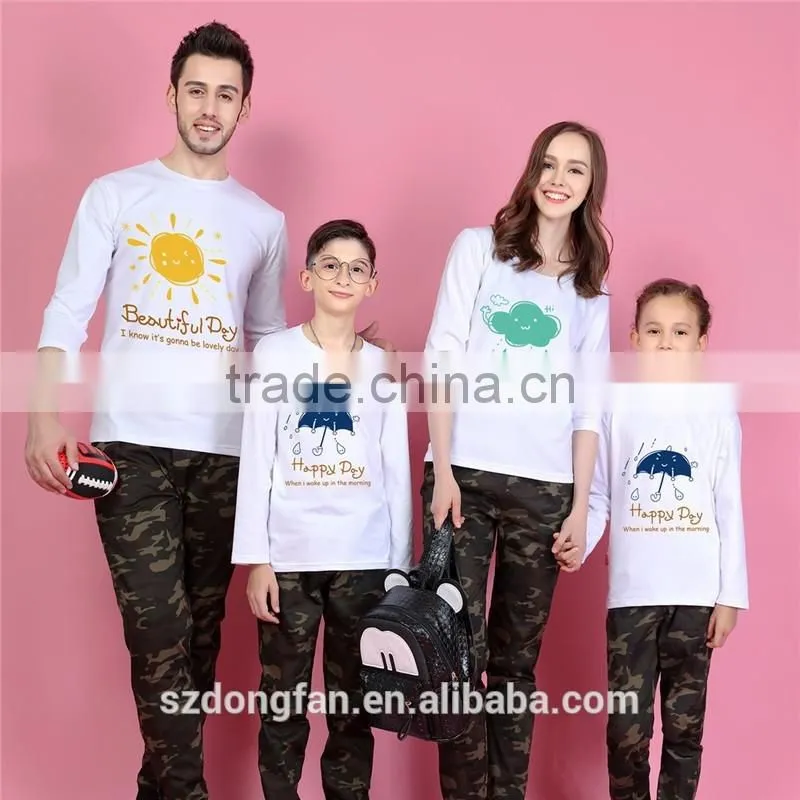 Family matching clothing long sleeve shirt matching clothes mother and daughter sweet family look clothes