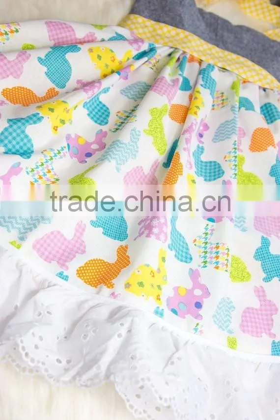 2017 New Arrive Littler Girls Easter Bunny Halter Dress Baby Kids Cute Holiday Clothing