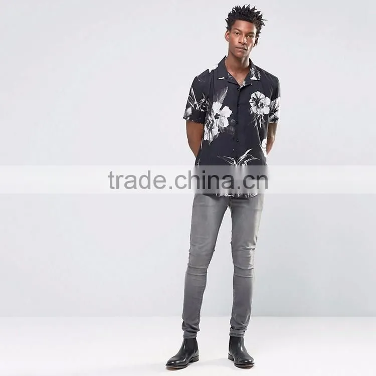 Cheapest Price OEM Service wholesale mens black and white printed dress shirts