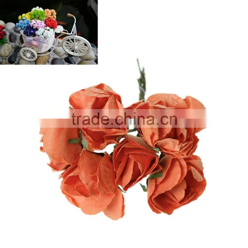 Party Decor Orange 8.0cm Paper Artificial Flower For Home Wedding