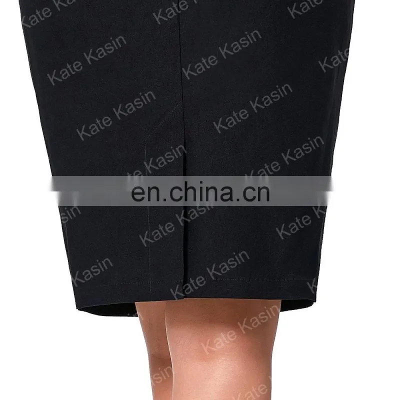Kate Kasin Occident Women's Black High Stretchy Hips-Wrapped Split Short Pencil Skirt 20" KK000273-1