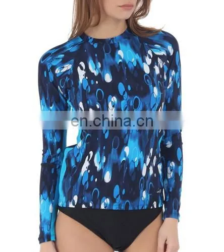 Full printed custom made long sleeve rush guard/rashguard for women