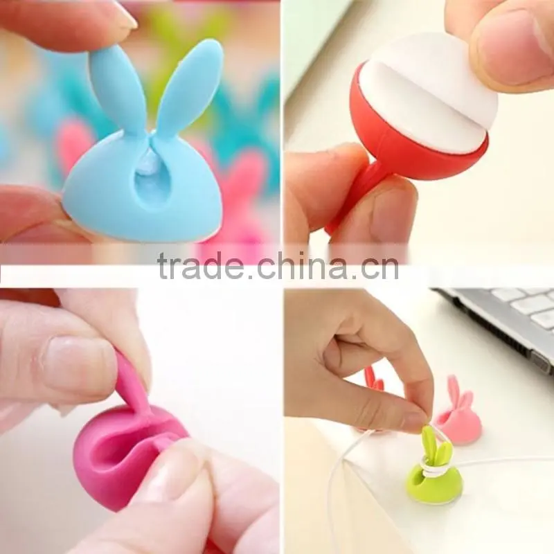 Hottest Design Cable Winder Rabbit Shape Silicone Solid Wire Clips