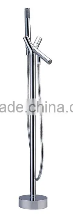 Chrome Plate Brass Body Floor Standing Bathroom Shower Set Bathtub Mixer