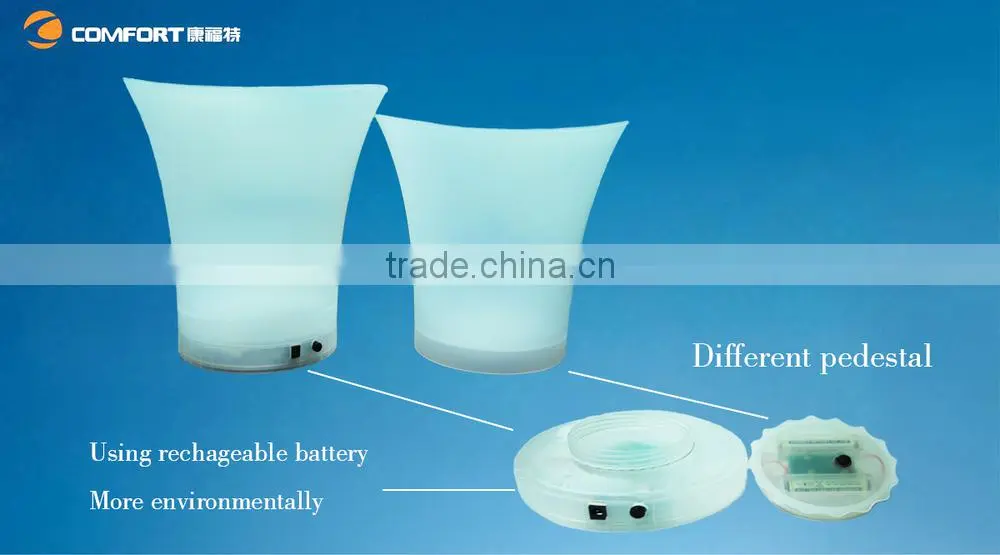 Plastic Material waterproof color changing LED party bar ice bucket