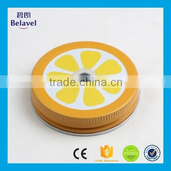Promotional fruit pattern screw lid for canning jar custom printing metal cap