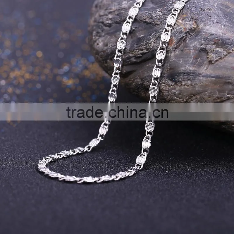 yiwu wholesale fashion jewelry rhodium plated flat chain beautiful necklace