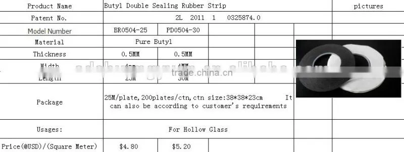 insulating glass spacer bars with butyl rubber for sealing