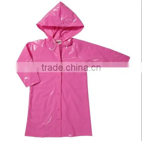 PU Long Rain coat For Girls Plastic Raincoat With Printing
