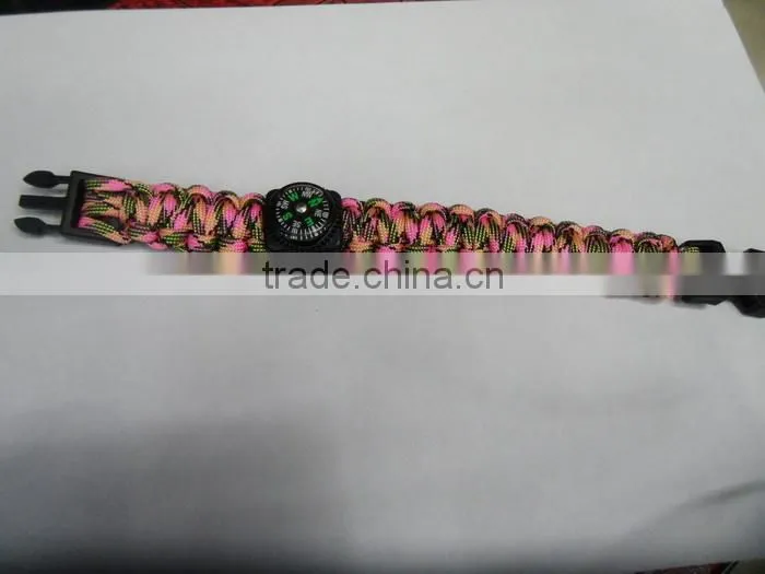 fashion paracord survival bracelet with compass