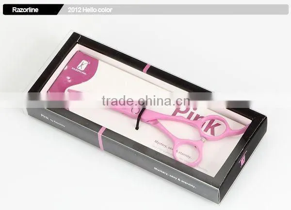 Salon professional scissors with pink Teflon Coating in SUS420J2 Stainless Steel