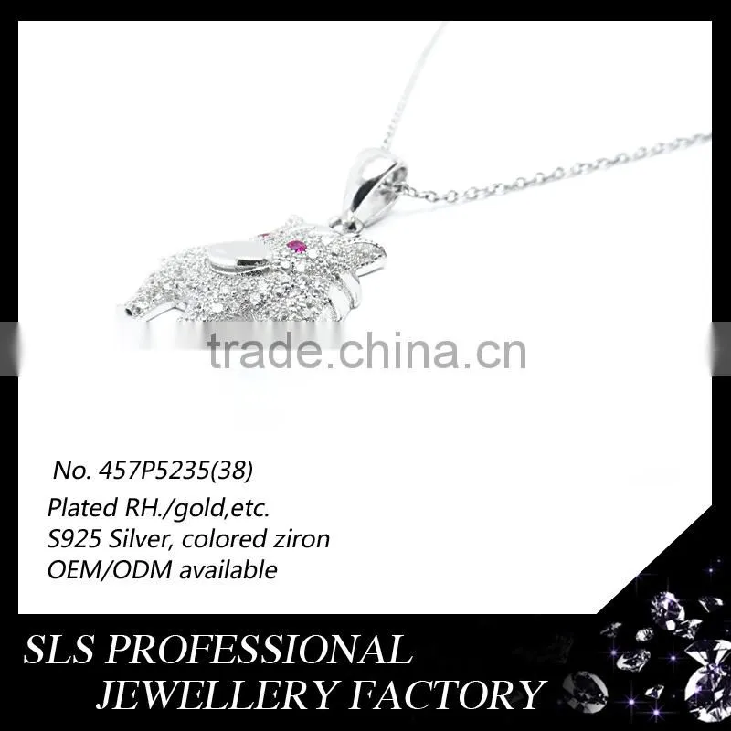 Wholesale designs donkey pendant 925 silver , rhodium plated necklace pendant for kids wear
