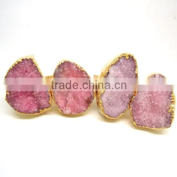 RG1091 Gold plated arrowhead Druzy Geode stone boho ring