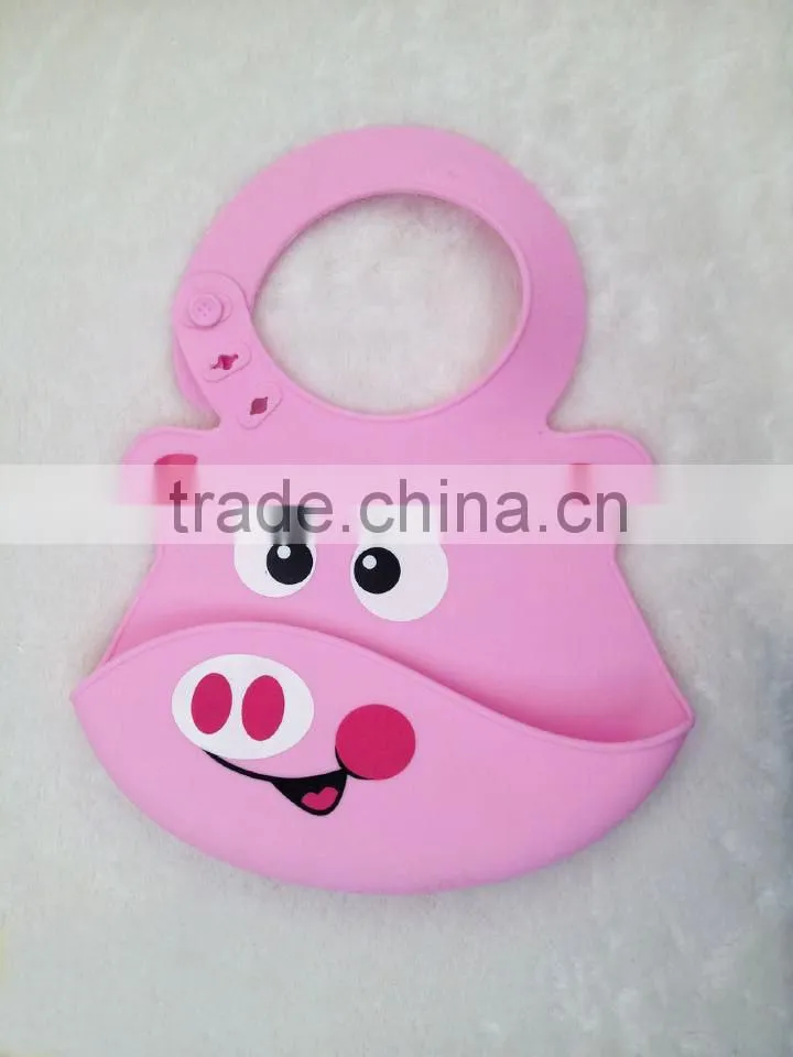 2016 new cute Animal Patterns Non-toxic soft silicone waterproof baby bibs