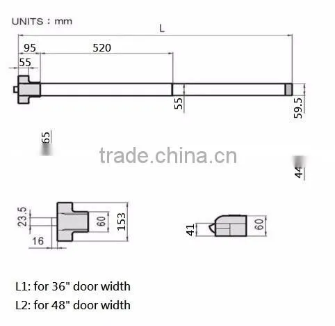 ANSI Grade 1 UL listed Stainless Steel panic Exit Rim Type Push Bar