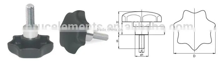 Seven-Star Plastic Knobs Screws DIN6336 BK36.0013