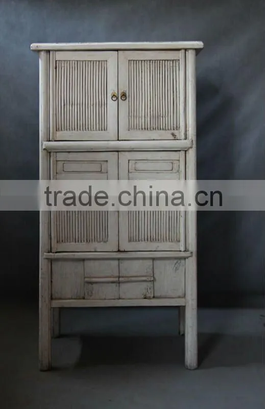 Chinese antique furniture Tall white Bamboo Cabinet