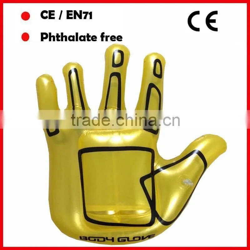 Promotional cheering toys 5 fingers inflatable hands with custom printing