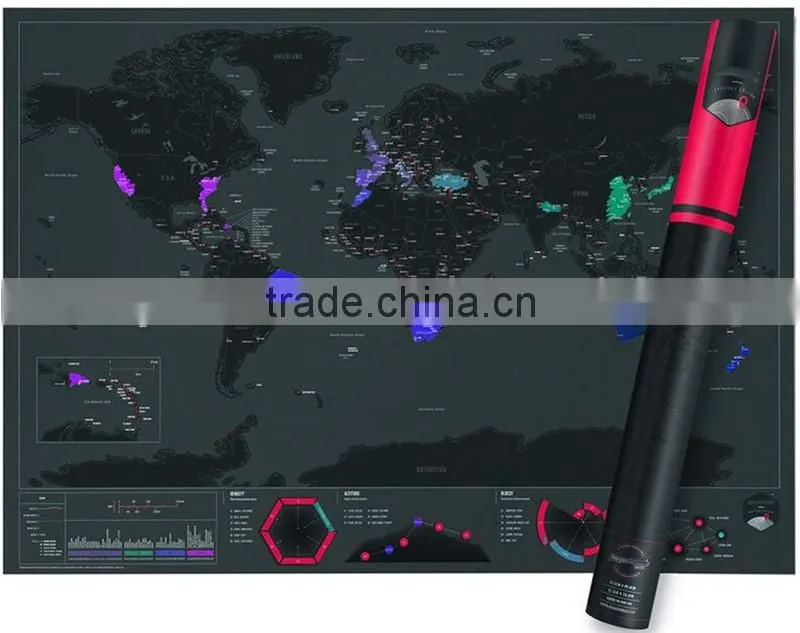 CT-723 Urban Edition FT Map Black Coated map Creative Footprint Travel Map