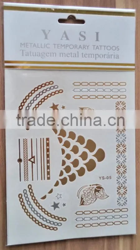 jewelry tattoo Flash Tattoos Newest Temporary gold silver tattoos 15*20CM