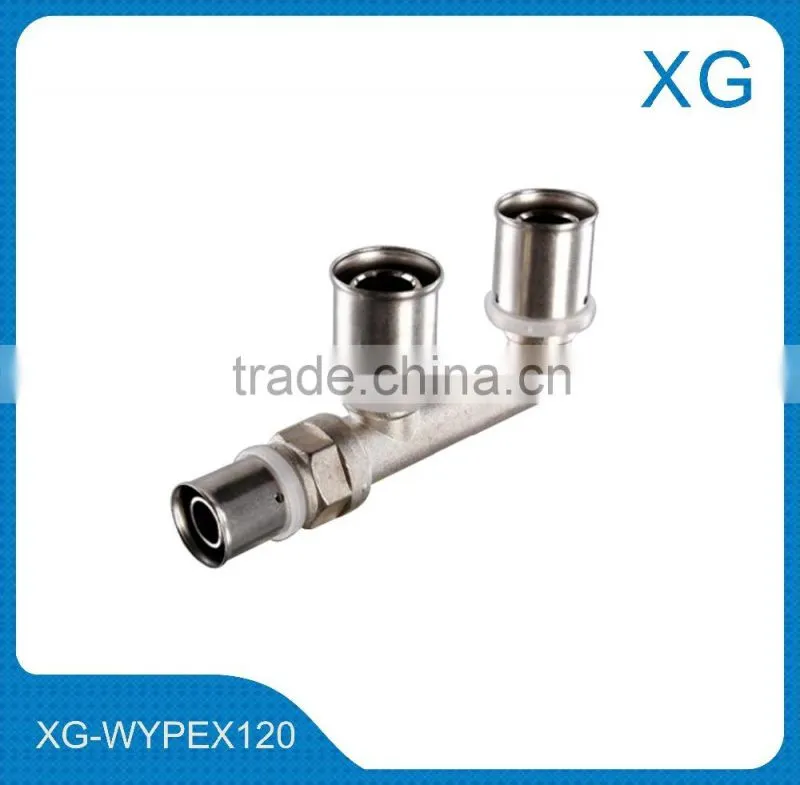 yellow gas pipe brass press fittings union and elbow/PE pipe brass fittings