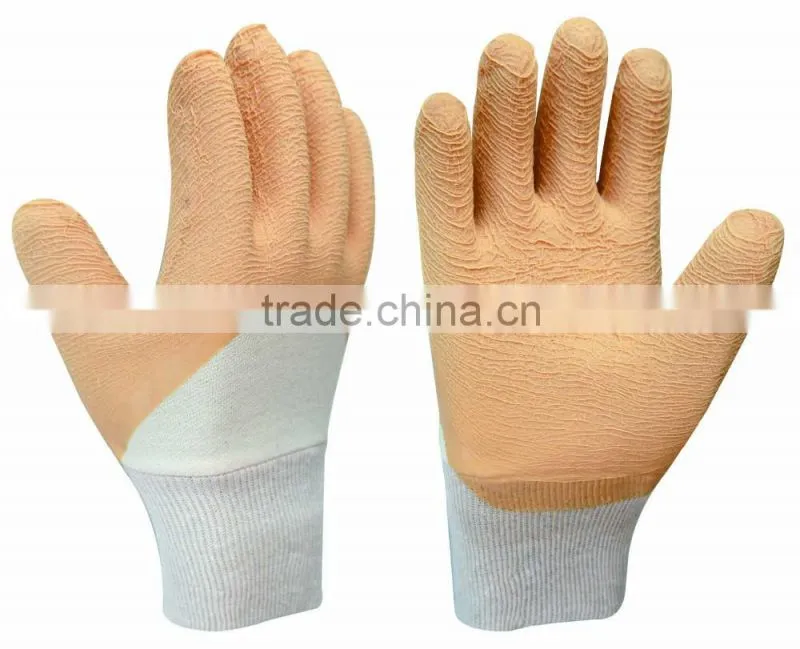 CE certification 13G Black Latex rubber coated cotton liner Cut Resistant Safety hand Gloves for construction work