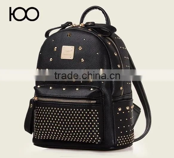 rivet decoration pu leather backpack bag custom made