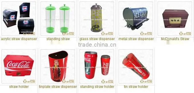 high quality horizontal metal straw dispenser for beverage shop use
