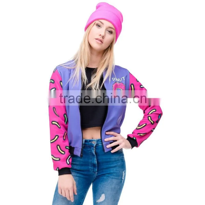 3D emoji printing hot fashion girl emoji bomber-jacket little moq to custom