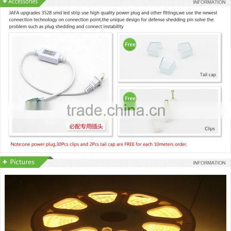 JAFA Upgrades 3528 90leds Per Meter LED Strips 220v