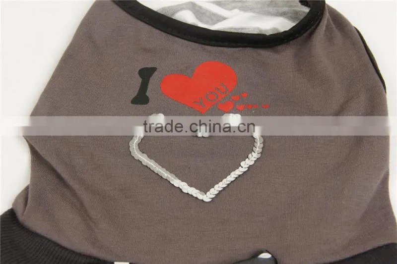 2016 hot sale pet summer t-shirt fashion design pink/grey dog clothes
