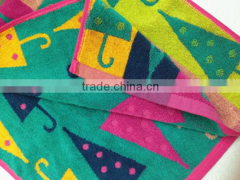 100% cotton yarn dyed jacquard umbrella soft face towel for Korea Market