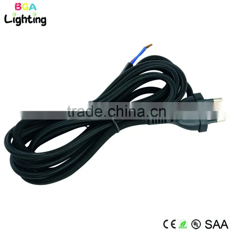 Cotton braided wire with black on/off switch and AC EU plug for pendant light