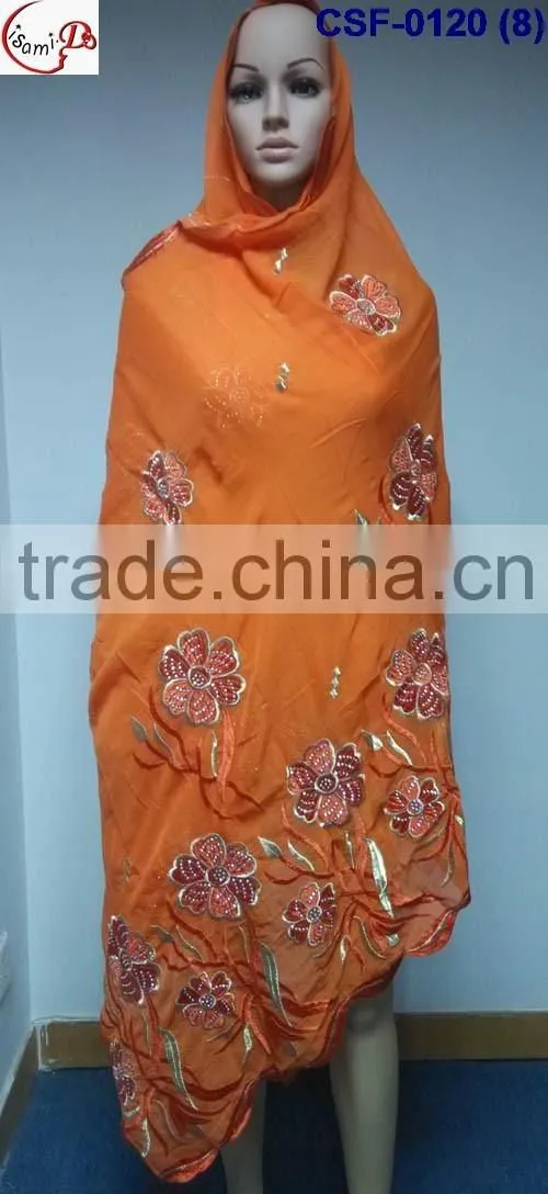 SCF-0120 Latest design nice pattern embroidery soft material high quality fashion women long scarf for clearence sale