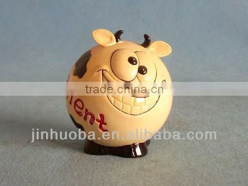 Resin cartoon cow coin box
