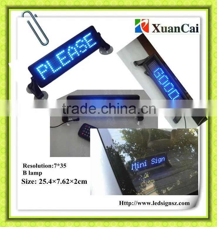 12V Cigar lighter power supply Blue color Mini display-735 LED sign car