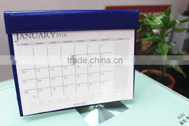 Popularity wholesales recycled pu leather cheap office portable desk calendar