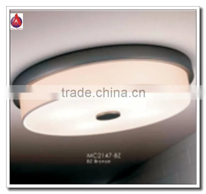 wholesale square modern ceiling lamps with white fabric shade and glass disffuser and bronze base