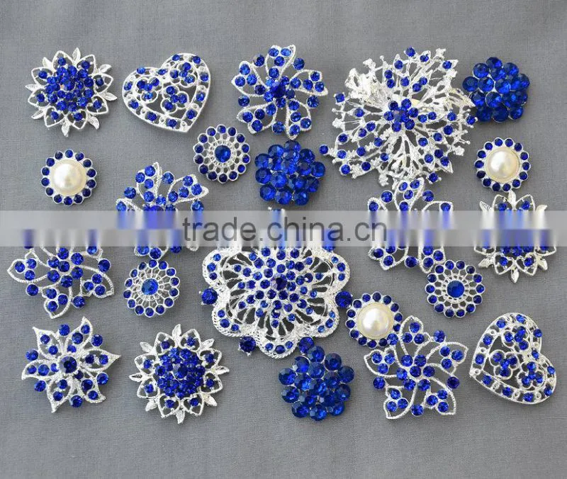 Rhinestone Button Brooch Embellishment Pearl Crystal Wedding Brooch Bouquet Cake Hair Comb Clip Large Assorted Decoration