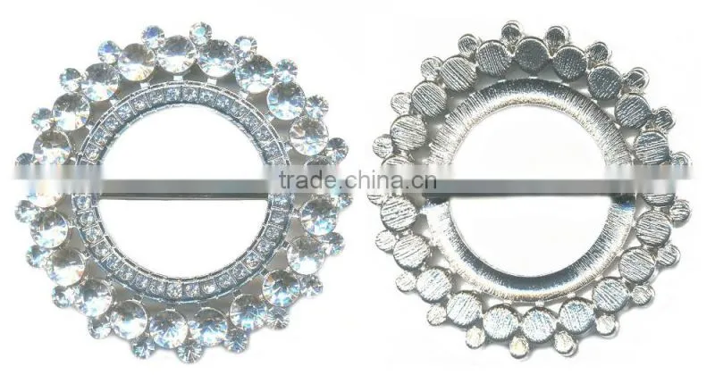 3MM 5MM 8MM Clear Cystal Rhinestone Round Frame Rhodium Metal Belt Buckle