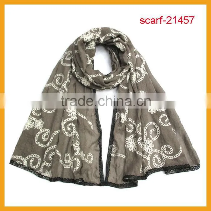 Wholesale plain polyester & ta embroidery scarf