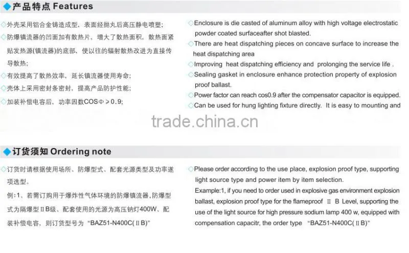 Explosion proof lamp ballast
