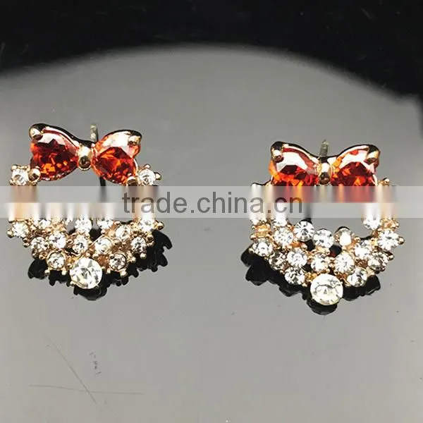 925 silver needle cherry flower bow shaped small size earrings