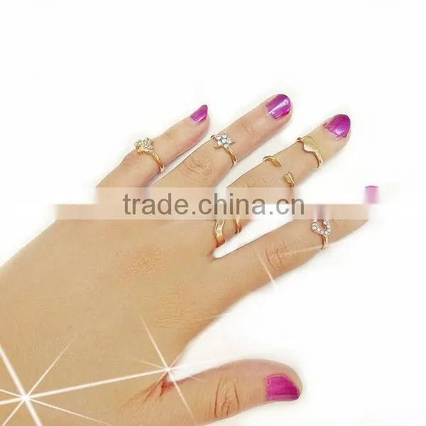 japan korea star style 6pcs set joint gold finger ring