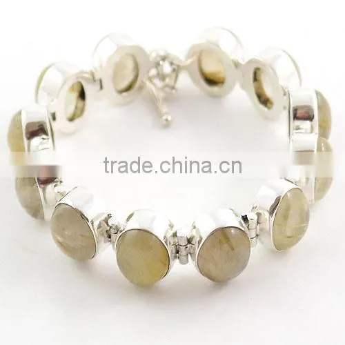 Rutilated Quartz bracelet silver jewelry with natural gems 925 solid sterling silver jewelry