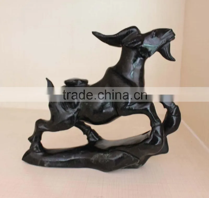 natural rock black obsidian crystal carving sheep